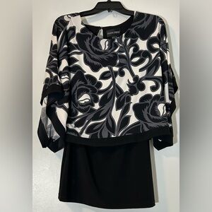 Frank Lyman Design Black and Gray Patterned Dress